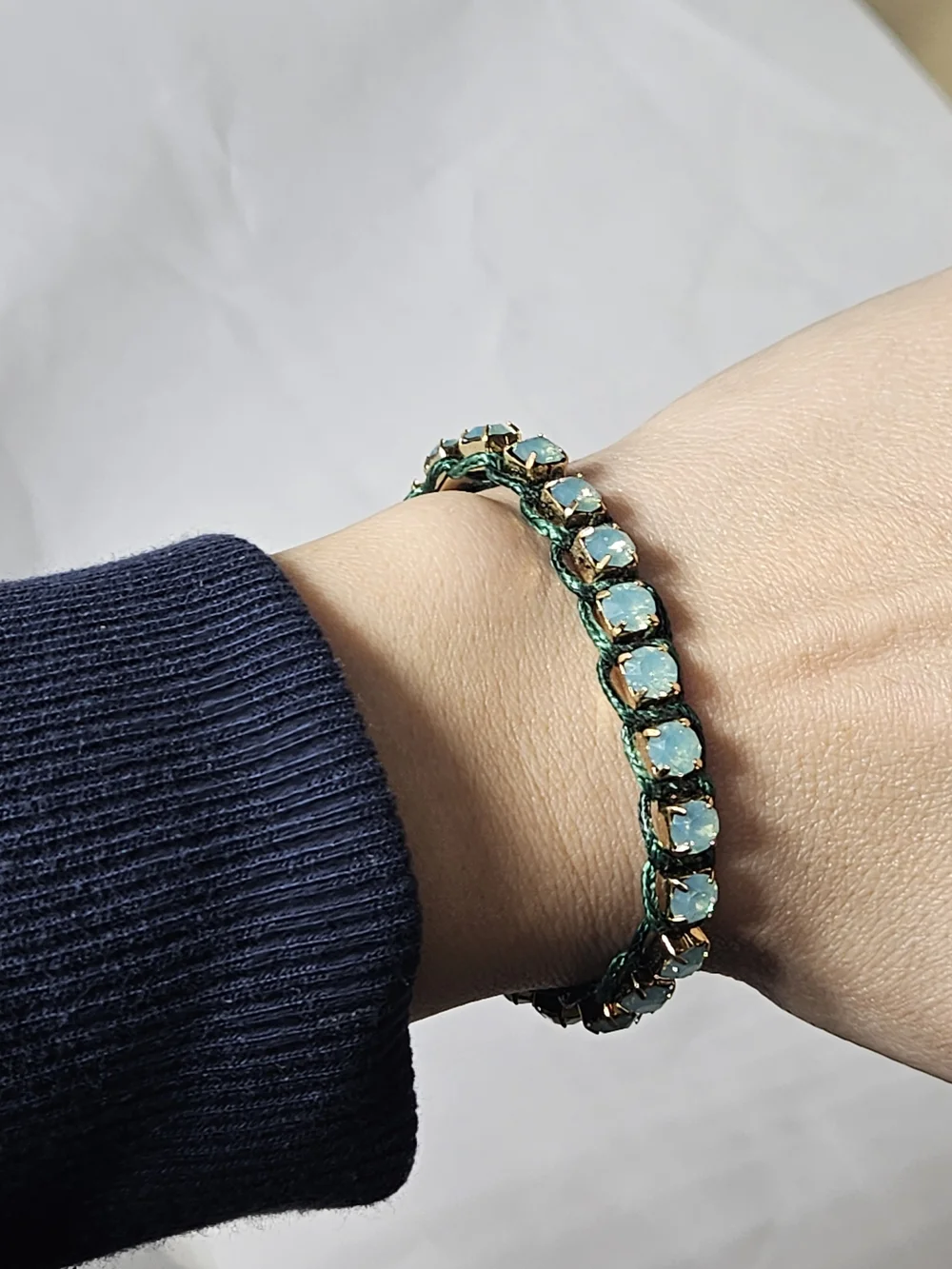 Tory Burch Mixing Swarovski Crystals Corded Thread,Macramé Logo, Bracelet Friend